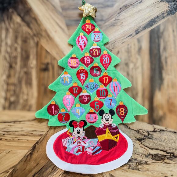 Disney Holiday Tree Plush Advent Calendar w/ Mickie & Minnie Mouse Wall Hanging - Picture 1 of 11